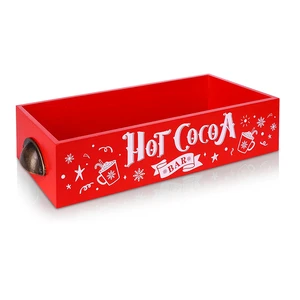 Wood Storage Box Red Christmas Rustic Farmhouse