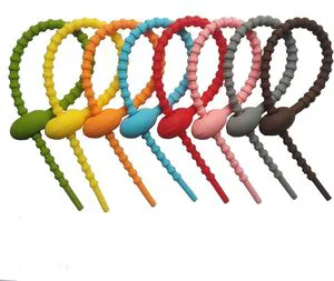 Custom Length Reusable Long Silicone Cable Wire Tie Organizer Strap Zip Tie for Food Storage Bag Cable Management Accessories