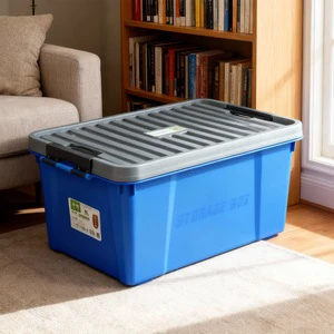 Under Bed Storage Box with Wheels-Slim PP Plastic Storage Container Injection-Molded 55L Capacity Space-Saving Bedroom Organizer