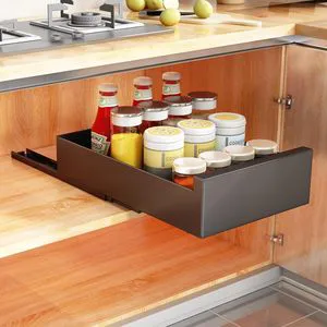 OEM ODM Heavy Duty Powder Coated Expandable Slide Out Drawer Storage Shelves Pull Out Cabinet Organiser for Kitchen Cupboard