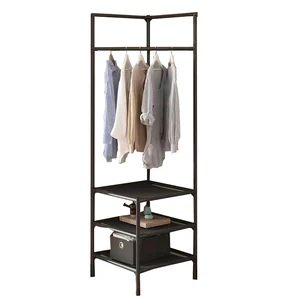 Hot Selling Portable Freestanding Corner Clothes Coat Storage Rail Rack