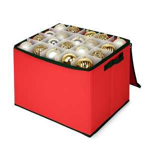 Christmas Bauble Storage Box 43x35x35 Cm With Zipper And Handles Modular Compartments For Up To 80 Ornaments