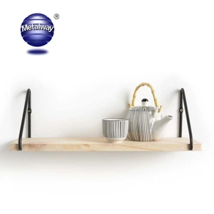 Living Room Coat Rack with Metal Hooks Wood Shelf Wall Mounted Floating Storage Shelves Flower Pot Decorative Bedroom Accessory