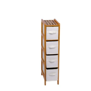 Bamboo Slid Sharp 4 Drawers Space-Saving Storage Cabinet Organizer For Shoes Flower Pots Beddings And Tableware In Living Room