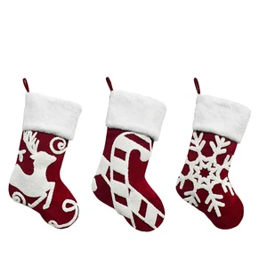 2026 Xmas Gift Custom Embroidery Farmhouse Velvet Snowman Santa Plush Big Candy Bag Eco-Friendly Soft 17inch Kids Cartoon Red
