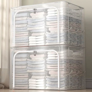 Foldable Fabric Storage Box Space Cute Stackable Fabric Travel Cloth Storage Organizer for Clothes