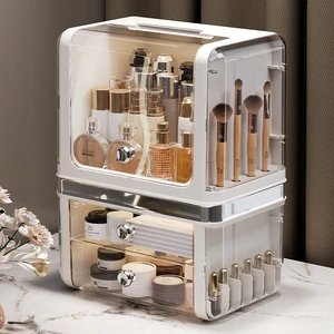 Xinhang Clear Cosmetic Storage Box Large Capacity Cosmetics Storage Cabinet Multipurpose Transparent Plastic Makeup Organizer