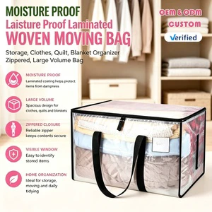 Moisture Proof Laminated Woven Moving Bag Clothes Quilt Blanket Zippered Large Volume Bag