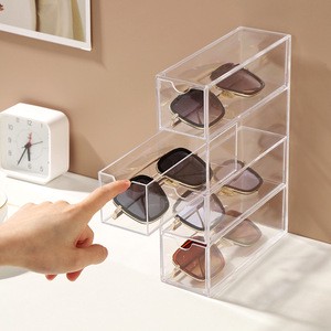 WNP6133 Item Acrylic Transparent Light Luxury Four-layer Drawer Type Sunglasses Storage Box With Compartments Dustproof Design