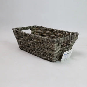 Woven Storage Basket Rectangle Handmade Desktop Organizer Food Container