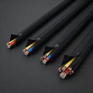 Flexible Customized Strong Sealing Embedded Zipper Nylon PVC Wire Organizer Cable Sleeve for protection