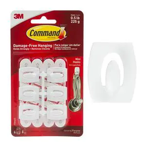 6pk Command Mini Plastic Hook Bag Accessory Durable Carabiner Buckle Snap Hook Clip Made in US for Hanging Bags or Items