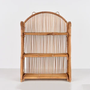 Bamboo and Rattan Foldable Garage Shelf with 3 Levels for Home Organization