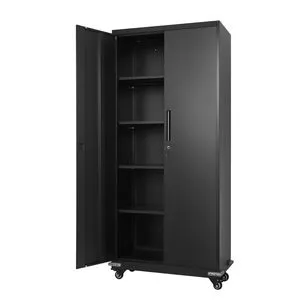 72.6-Inch Rolling Steel Garage Cabinet 5 Tiers 4 Adjustable Shelves 2 Magnetic Doors 2 Keys-Metal Storage for Warehouse Storage
