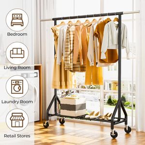 LCG High-Capacity-Home Home Clothes Storage Rack With Wheels For Attic Seasonal Storage And Winter Clothing Bags