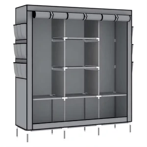 Cheap Canvas Fabric Folding Portable Wardrobe Closet Clothes Storage Metal Cloth Wardrobe