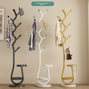 Creative Branch-Style Metal Coat Rack for Living Room & Bedroom-Freestanding Storage Shelf for Bags & Clothes
