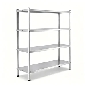 Factory Supply Commercial Storage Shelf 304 201 Square Leg ShelvingStainless Steel Shelving Stainless Steel Kitchen Shelf