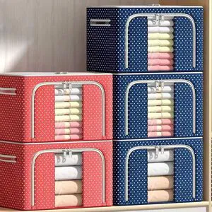 Oxford Cloth Foldable Clothing Organizer Single-Tier Plastic Storage Basket for Home Use with 26-100L Capacity and 5-10kg Load