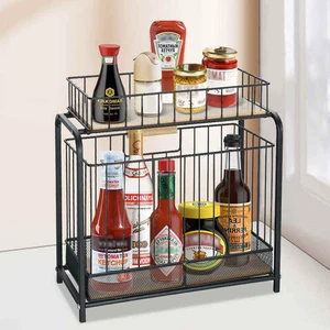 Multi-Function Detachable Design 2 Layer Gap Wire Basket Household Metal Storage Basket for Kitchen