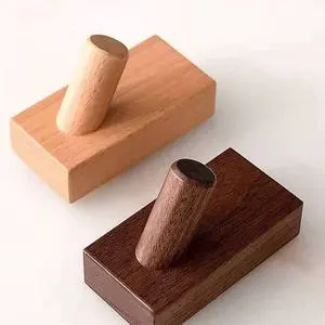 Factory Hot Selling Beech Wood Adhesive Wall Hooks Damage Free Coat and Hat Rack for Entryway Organization
