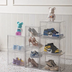 Transparent PET Plastic Storage Box Rigid Shoe Display Case Modern Minimalist Sneaker Cabinet Dust-Proof Flip Storage Organizer