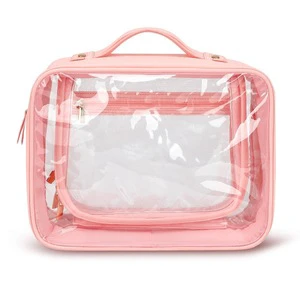 Factory Custom PVC Durable Large Capacity Clear Makeup Cosmetic & for Bag for Traveling Water Resistant Foldable