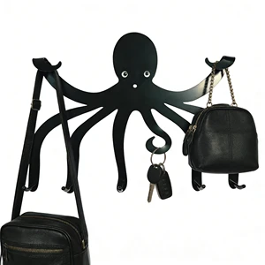 Creative Octopus Shape Wall Mounted Hook Rack 6 Hooks Stainless Steel Hanger