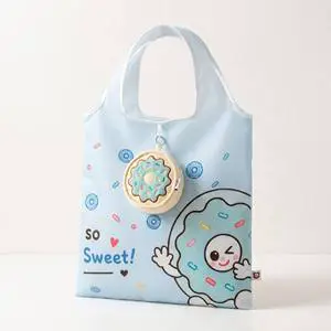 New Lightweight 210t Polyester Taffeta Portable So Cute Shape Designs Reusable Foldable Shopping Bag Keychain With Hook