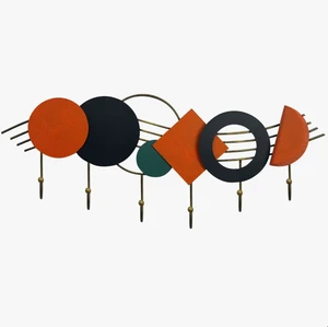 2027 High Quality Factory Direct Creative Home Storage Kitchen Orange Abstract Metal Iron Eco-Friendly Modern 6-Hook Wall Hook