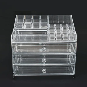Hot Sale Transparent Acrylic Cosmetic Organizer Large Capacity Multitier Makeup Storage Box with Drawer for Bathroom Vanity