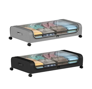 Hotselling Large Under the Bed Storage Organizer Bins Container with Wheels Clear Lid and Handles