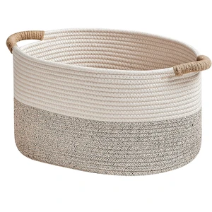 Woven Cotton Rope Baskets Home Decoration Handle Organizer Natural Woven Storage Baskets