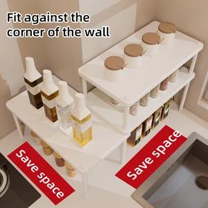 Custom Logo 2 Tiers Display Kitchen Storage Cabinet Pull Out Expandable New Under Shelf Spice Holder Rack Drawer Organizer