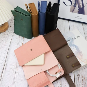 YY Stocked Rivet Style Pu Leather Cable Storage Bag Portable Battery Accessory Pouch Modern Cable Management for Home Business