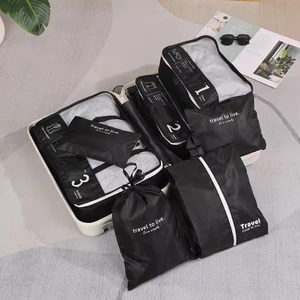 7 Pcs Customized Waterproof Durable Polyester Fabric Packing Cubes Set Foldable Travel Organizer Clothing Sorting Storage Bags