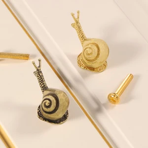 Creative African Snail Brass Handle Cabinet Door Pull Metal Wall Hook Hanger