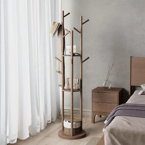 Wooden Coat Rack Freestanding Rotary Coat Rack
