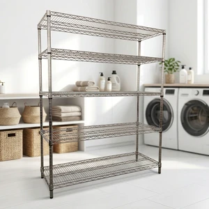 Stainless Steel Finish Storage Premium Custom Color Rack Floor Standing Iron Shelf for Kitchen Warehouse Balcony Organizer