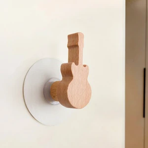 Creative Music Note Solid Beech Wood Wall Hook Art Decorative Natural Walnut Wooden Coat Hat Hanger for Home Office Decoration