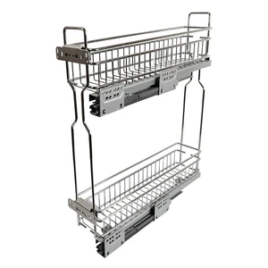 Home Kitchen Cabinet Organizers Sliding Drawer Organizers Wire Pull Out Basket Under cabinet storage organizer