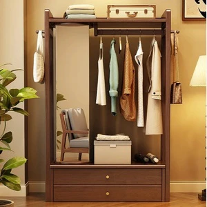 For Dressing Mirror Coat Cabinet Bestseller Wardrobe Home Storage Living Room Modern Rubber Wood Freestanding Coat Rack