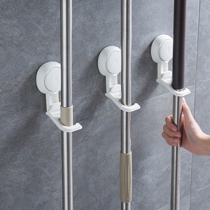 Powerful Locking ABS Vacuum Suction Cup Wall Mop Hook Clear Plastic Bathroom & Kitchen Storage Rack Holder