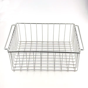 Custom-Made Stainless Steel Wire Storage Metal Basket with Handles Electrolysis Finished for Kitchen and Office Use