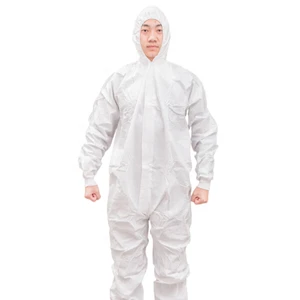 Dust-Proof White Microporous Disposable Waterproof Level B Splash-Protective Hood SMS Coverall for Livestock Farms Lab Workshop