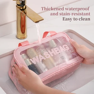 Custom Portable Transparent PVC Travel Wash Bag Toiletry Waterproof Plastic Clear Cosmetic Makeup Bag for Women