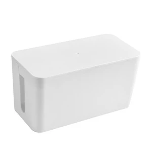 White Wires Keeper Holder Plastic Cable Box Organizer with Power Strip