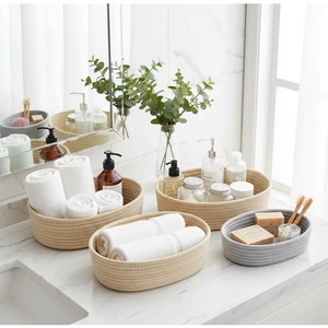Customized Color Size Foldable Hanging Cotton Rope Woven Storage Baskets for Home Decor Food-Safe Sundries Organization