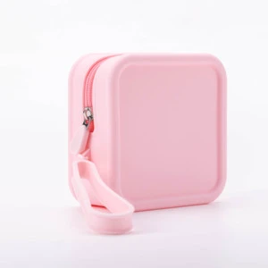 New Waterproof Soft Silicone Brush Bag Zipper Fashion Makeup Travel Bag Square Custom Cosmetic Pouch