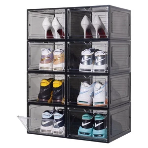 Foldable Plastic Shoe Box Injection-Molded PP Storage for Shoes Rectangle Shape Logo Space-Saving Eco-Friendly Household